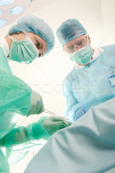 Stock foto: Chirurgen · tragen · Maske · OP-Saal · Frau