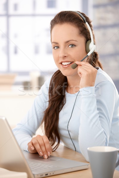 Pretty dispatcher working in call center smiling Stock photo © nyul
