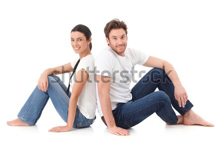 Romantikus pár egyéb szem fiatal pér ül Stock fotó © nyul