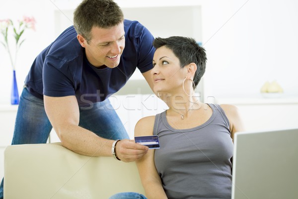 Couple paying with credit card Stock photo © nyul