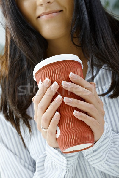 Woman holding mug Stock photo © nyul