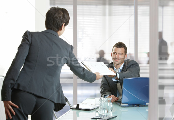 作業 オフィス 笑みを浮かべて ビジネスマン 文書 ストックフォト © nyul