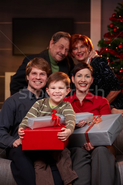 Gelukkig gezin grootouders christmas portret samen Stockfoto © nyul