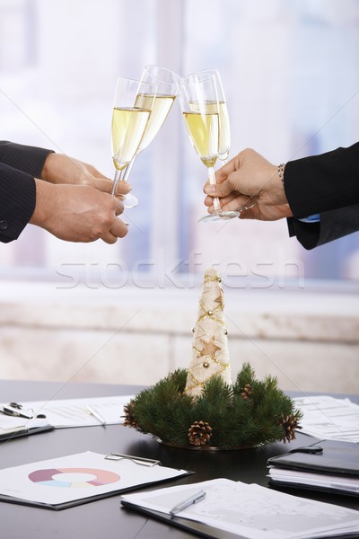 Stockfoto: Zakenlieden · vieren · nieuwjaar · toast · vergadering · tabel