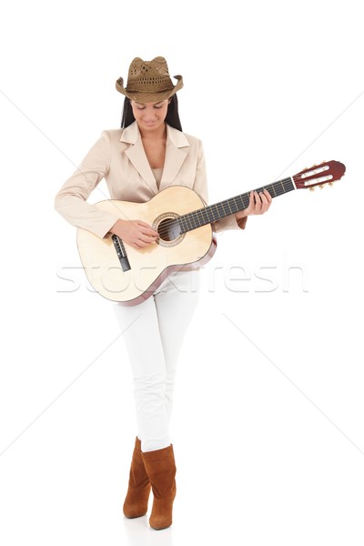 Stylish Gitarrist genießen weiblichen Musik lächelnd Stock foto © nyul
