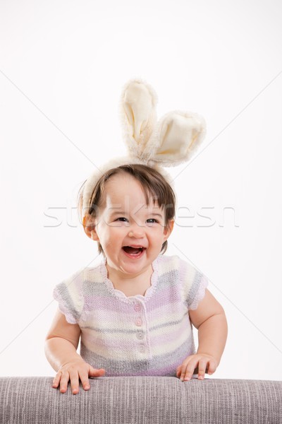 Stockfoto: Gelukkig · lachend · portret · Easter · Bunny