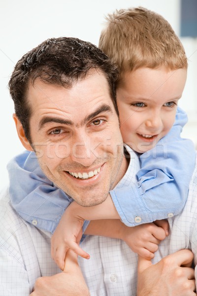 Foto stock: Hijo · de · padre · primer · plano · retrato · feliz · padre