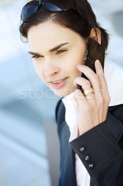 Genç işkadını telefon portre açık Stok fotoğraf © nyul