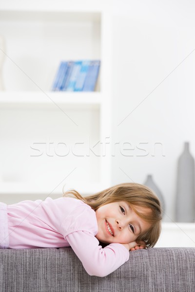 портрет счастливая девушка счастливым девочку розовый платье Сток-фото © nyul