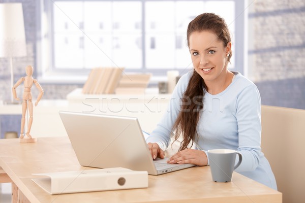 Attractive female browsing internet at home Stock photo © nyul