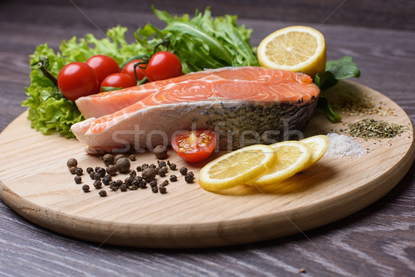 Slice of raw salmon Stock photo © O_Lypa