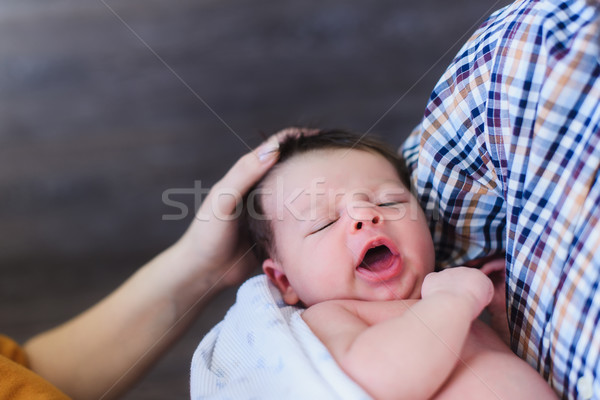 Newborn baby in the hands of his father Stock photo © O_Lypa