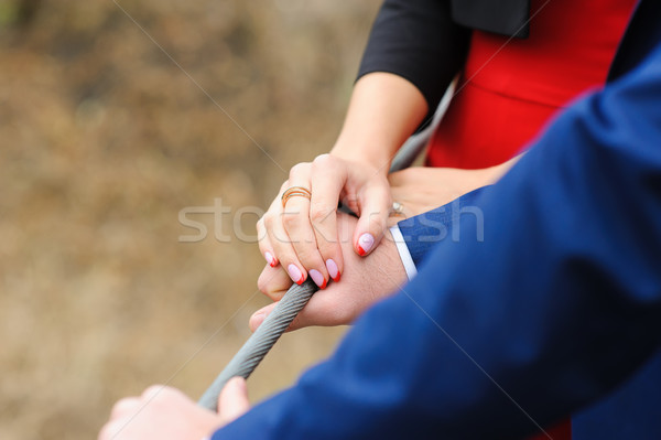 Stock foto: Paar · Hand · in · Hand · liebevoll · ziemlich · Freien