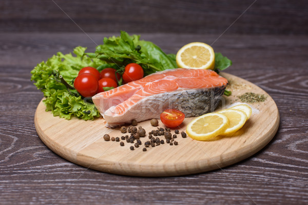 Slice of raw salmon Stock photo © O_Lypa
