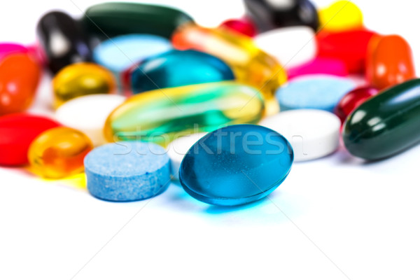 Színes tabletták közelkép fotó izolált fehér Stock fotó © Obencem