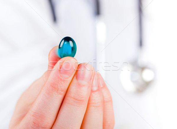 Albastru gel capsula fotografie medic Imagine de stoc © Obencem