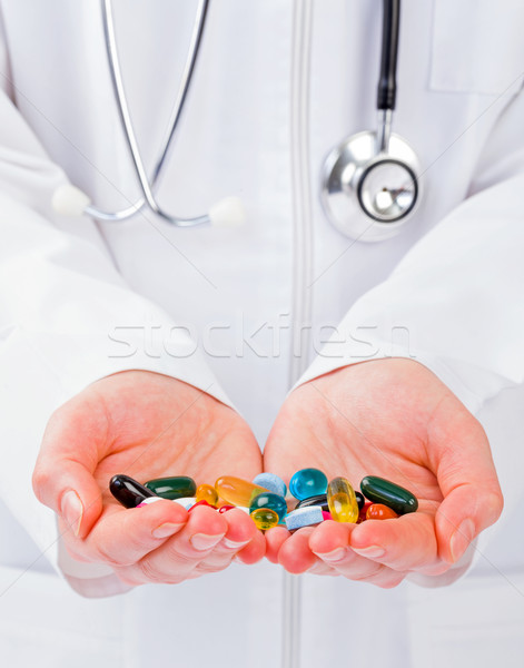 Stock photo: Handful pills