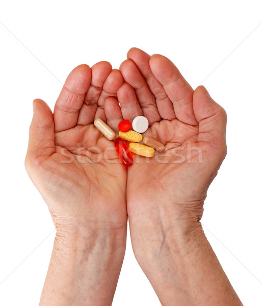 Pillen handen vrouw medische Stockfoto © ocskaymark