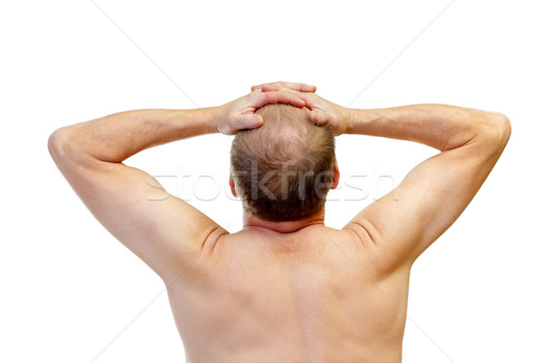 ストレスの多い 生活 画像 男 触れる 頭 ストックフォト © ocskaymark