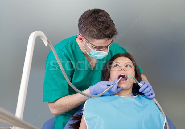 Dental perfuração dentista mão médico médico Foto stock © ocskaymark