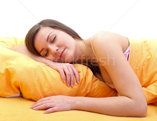 спальный девушки молодые красивая женщина кровать лице Сток-фото © ocskaymark
