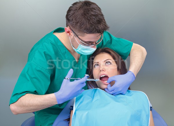 牙科 麻醉 圖片 手 醫生 工作的 商業照片 © ocskaymark
