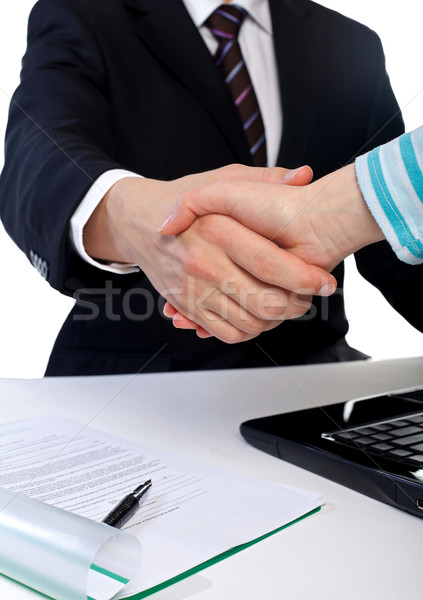 Face affaires serrer la main client affaires travailleur [[stock_photo]] © ocskaymark