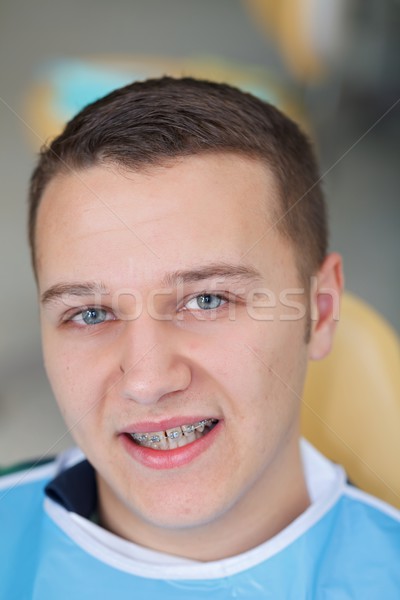 Diş pantolon askısı hasta klinik yüz Metal Stok fotoğraf © ocskaymark