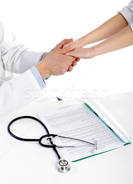 Incurajare medic mână spital vârstnici persoană Imagine de stoc © ocskaymark