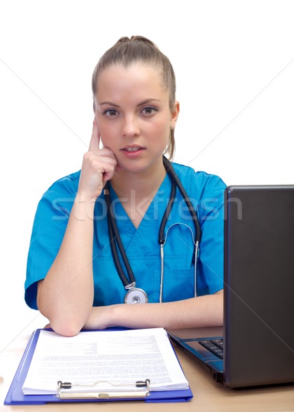 мышления женщины врач портрет улыбаясь рабочих Сток-фото © ocskaymark