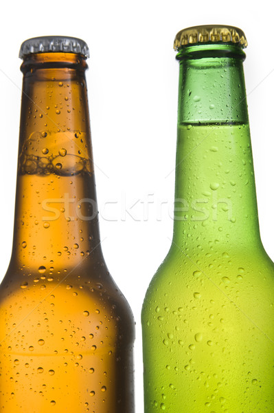 2 Cold Frosted Beer Bottles on White Background Stock photo © ocusfocus