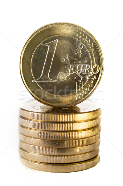 Bir euro madeni para karşı kamera Stok fotoğraf © ocusfocus