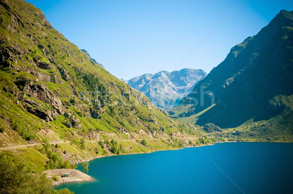 panoramic view of Mountains and Lake in Pyrenees Stock photo © ocusfocus