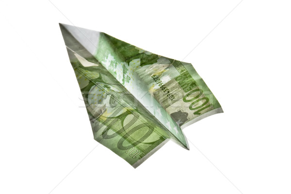 100 euros papel avión aislado Foto stock © ocusfocus