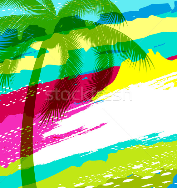 Nyári szabadság színes pálmafák víz papír boldog Stock fotó © odina222