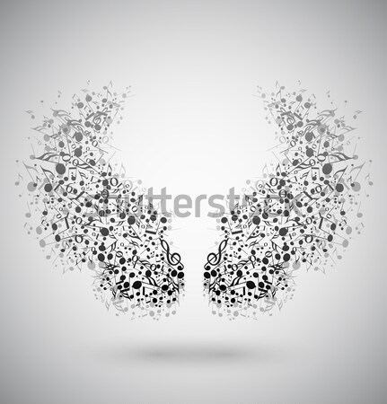 Vector of musical notes wings Stock photo © odina222