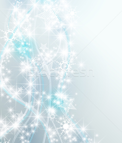 Stockfoto: Christmas · licht · zilver · abstract · sneeuwvlokken · hemel