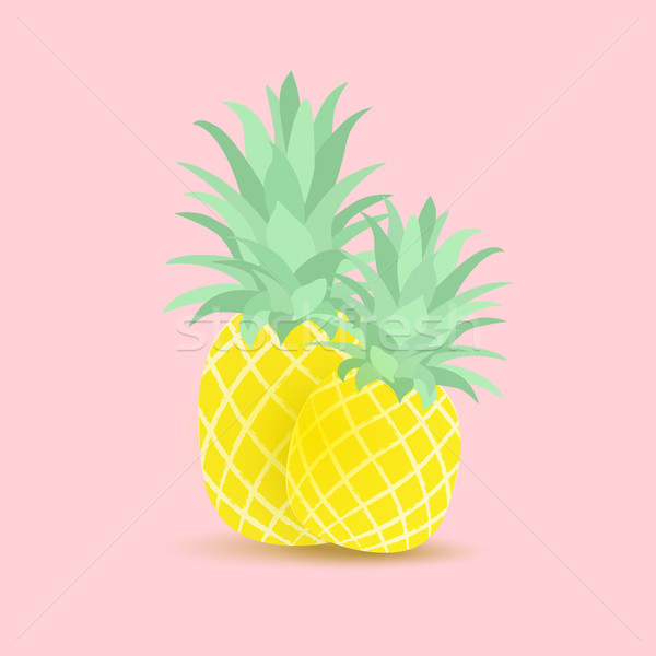 Trópusi gyümölcs ananász gyümölcs szimbólum természet felirat Stock fotó © odina222