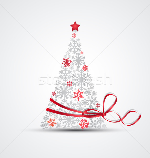 Weihnachtsbaum Schneeflocken Band Textur Baum Design Stock foto © odina222