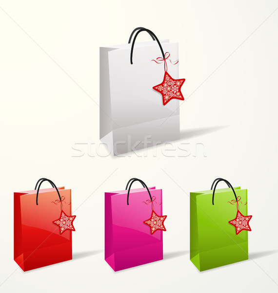 Papírzacskók szett különböző divat vásárlás felirat Stock fotó © odina222