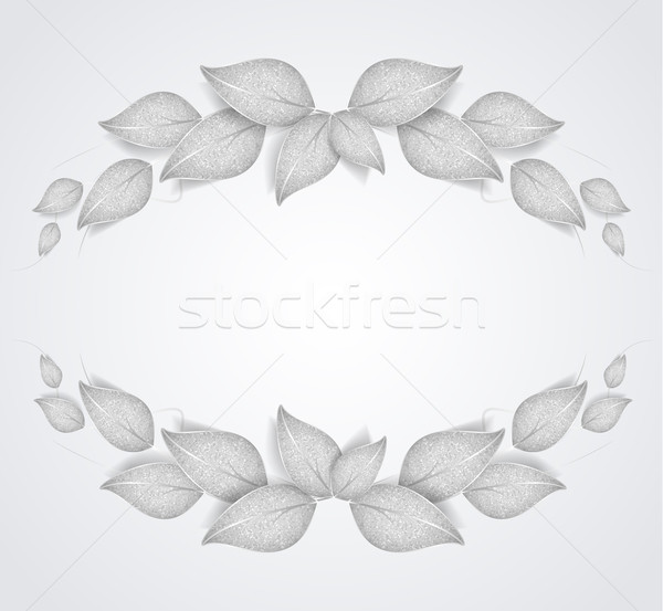 Stockfoto: Zilver · bladeren · decoratief · frame · achtergrond · kroon