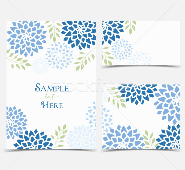 [[stock_photo]]: Vecteur · floral · invitations · bleu · fleurs