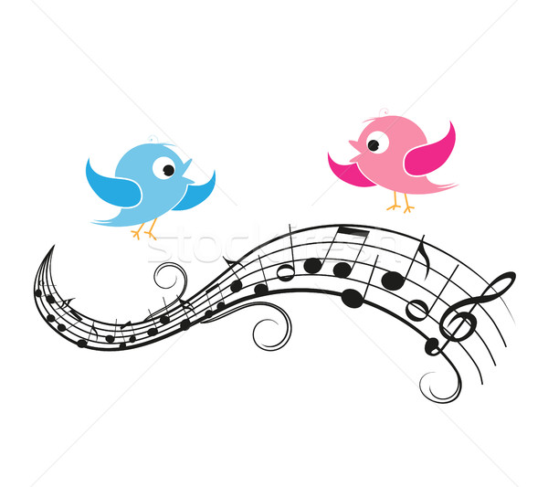 Musical notes with birds Stock photo © odina222