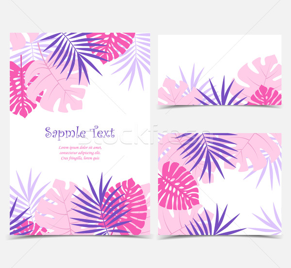 Feuilles de palmier coloré exotique invitations mode fond Photo stock © odina222