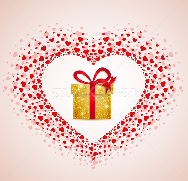 Vecteur cadeau coeur heureux Valentin jour Photo stock © odina222