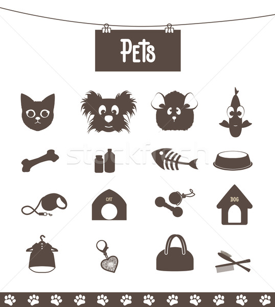 Huisdieren ingesteld iconen web huisdier winkel Stockfoto © odina222