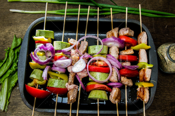 Carne verduras frescas cena cocina llama Foto stock © oei1