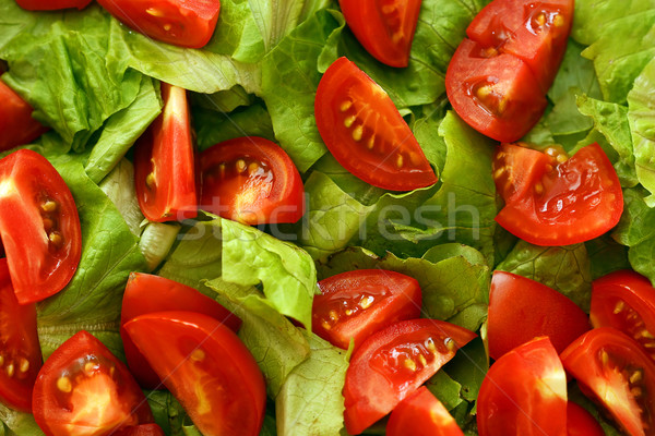 Cięcia plastry pomidorów pozostawia Sałatka żywności Zdjęcia stock © offscreen