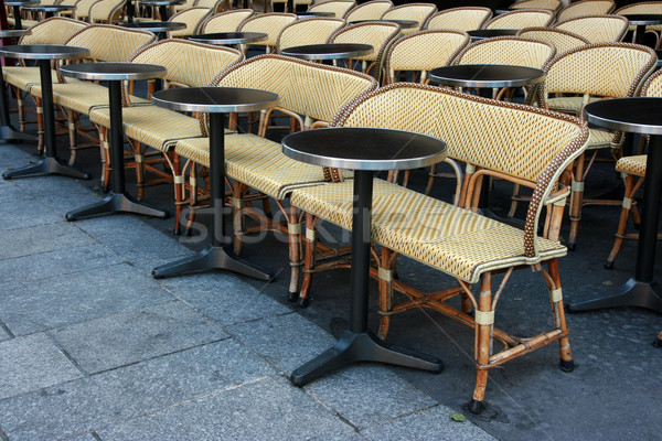 Stockfoto: Restaurant · weinig · stedelijke · cafe · trottoir · stoelen