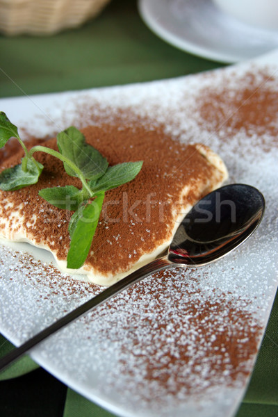 Pite szelet kanál tányér csokoládé étterem Stock fotó © offscreen